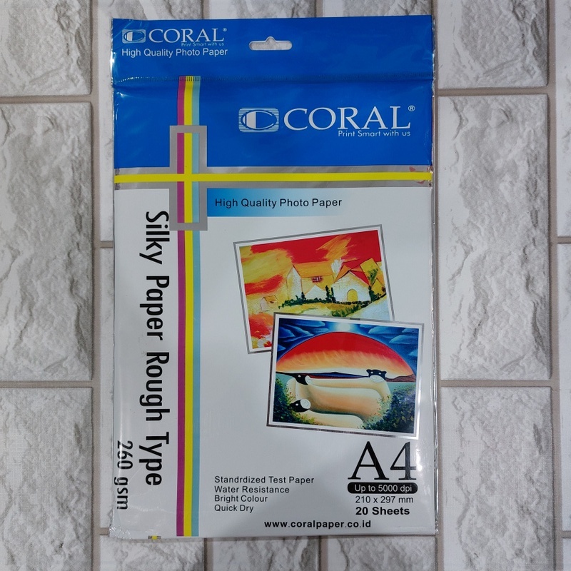 

Coral | Kertas Foto (Silky Paper Rough Type) | A4 5000 dpi | 260 gms