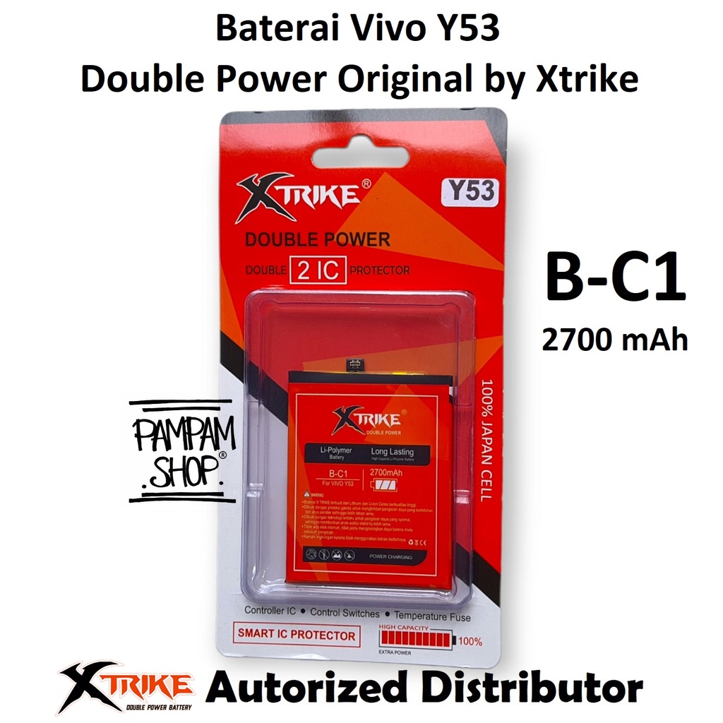 Baterai XTRIKE Double Power Original Vivo Y53 B-C1 BC1 Batre Batrai Battery HP Handphone Ori