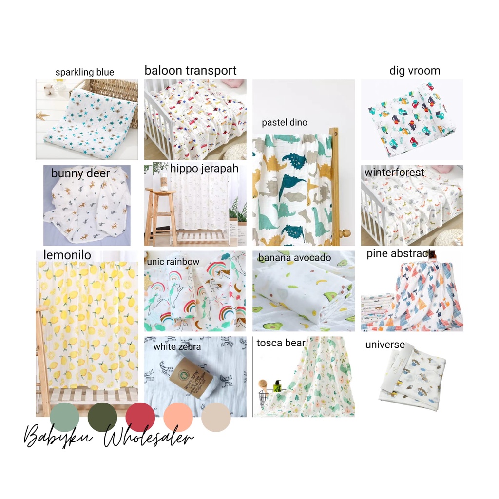 Bedong bayi muslin / bedong selimut bayi terlaris