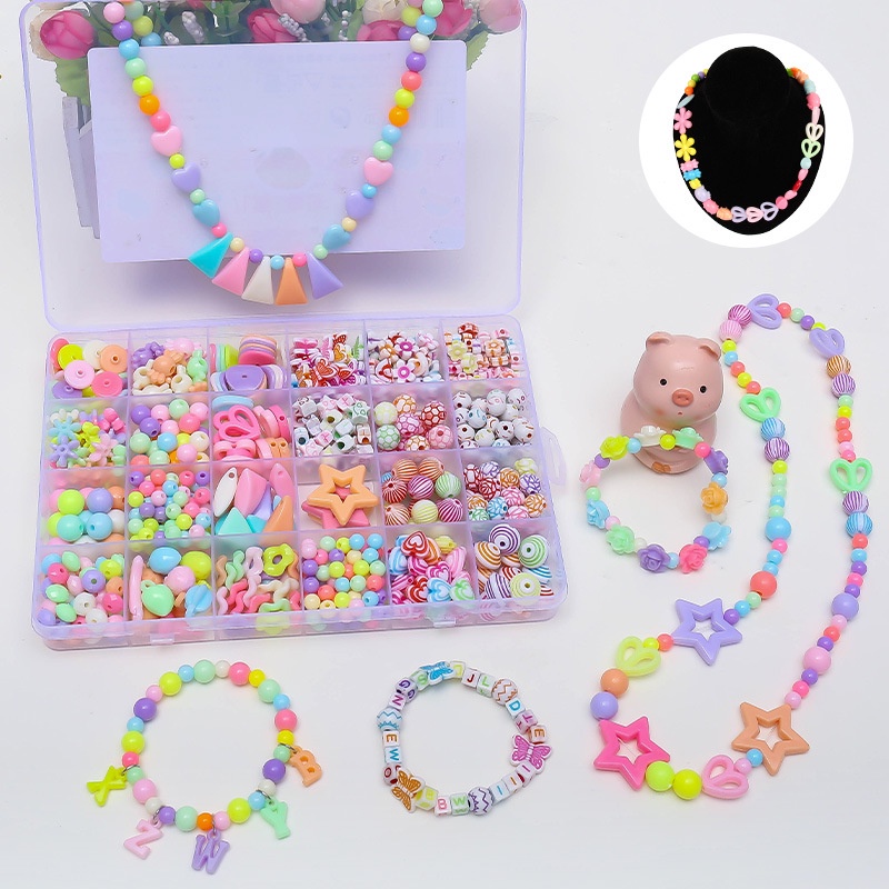 HAPPYTOYS.888 #A77 3D BEADED DIY / MERONCE MANIK-MANIK 3D DIY BAHAN PLASTIK DENGAN TALI / MAINAN EDUKATIF MERONCE GELANG KALUNG