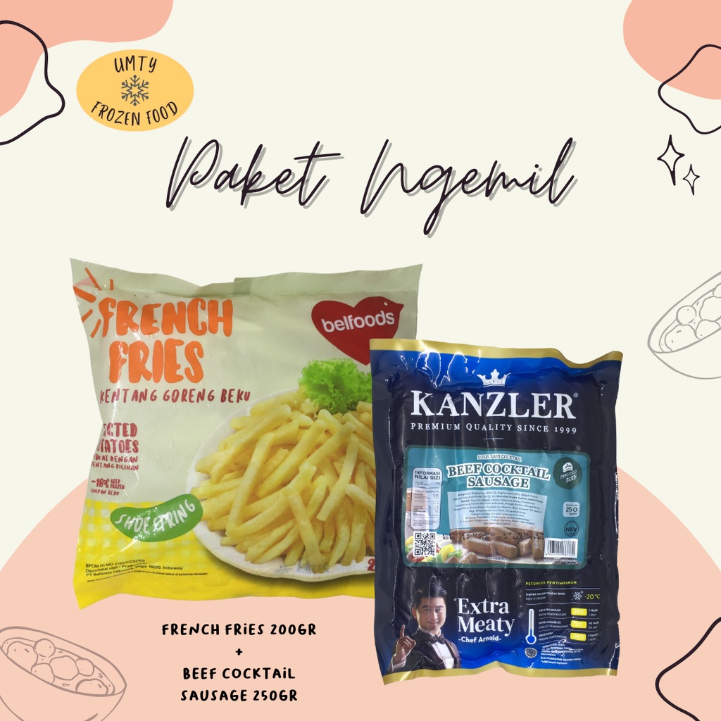 

Paket Ngemil French Fries 200gr + Beef Cocktail Sausage Kanzler 250gr