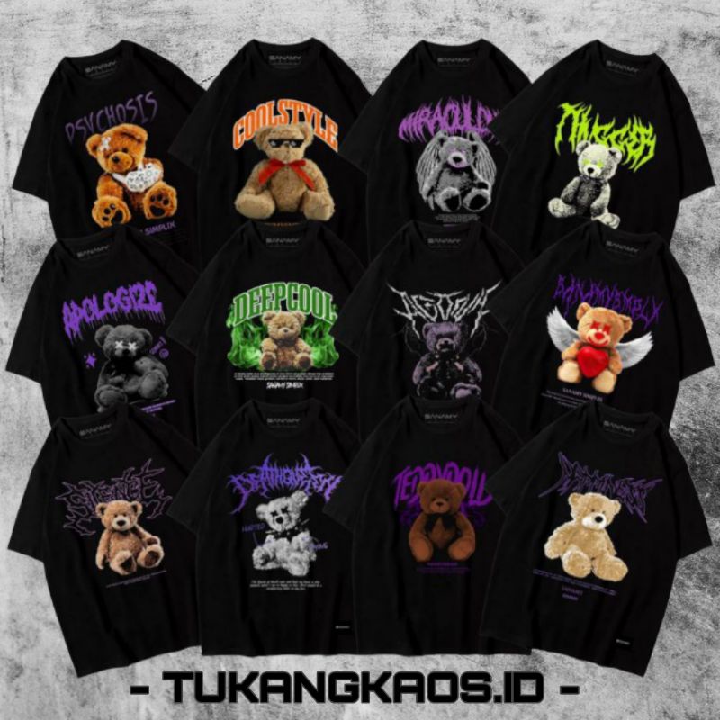 (BISA COD) KAOS DISTRO BEAR PRIA WANITA BAJU T-SHIRT ATASAN CEWEK COWOK GAMBAR BONEKA KEREN MURAH