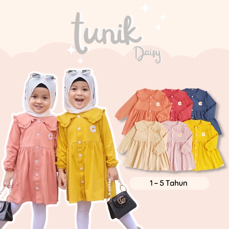 Tunik Anak Daisy / Dress Anak Lengan Panjang / Baju Anak Perempuan 1-5 Tahunk