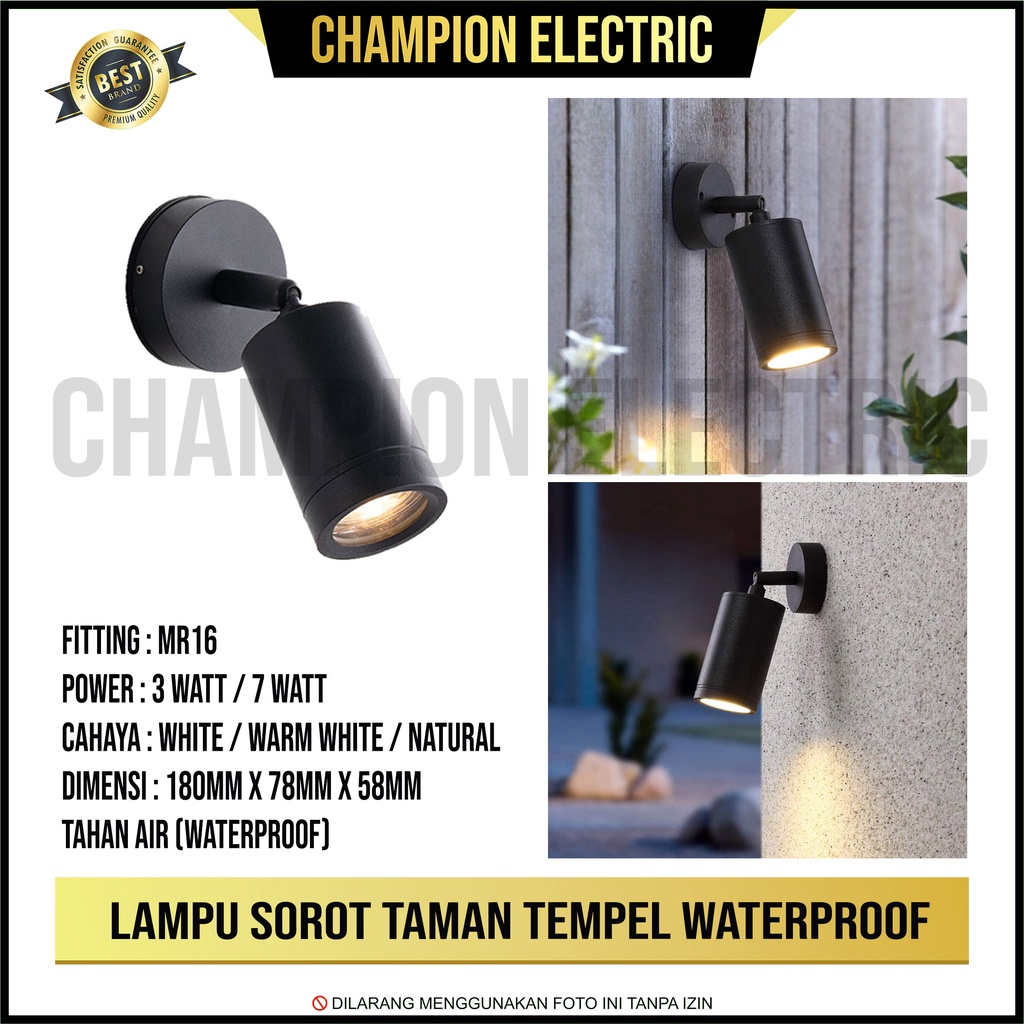 Kap Lampu Taman Sorot Outdoor Minimalis Tempel Dinding Spotlight Tembok Pilar