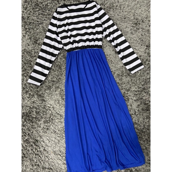 long sleeve dress / dress stripe / dress salur wanita / dress muslim motif salur