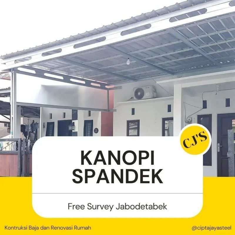 Kanopi Rangka Baja Ringan Atap Spandek