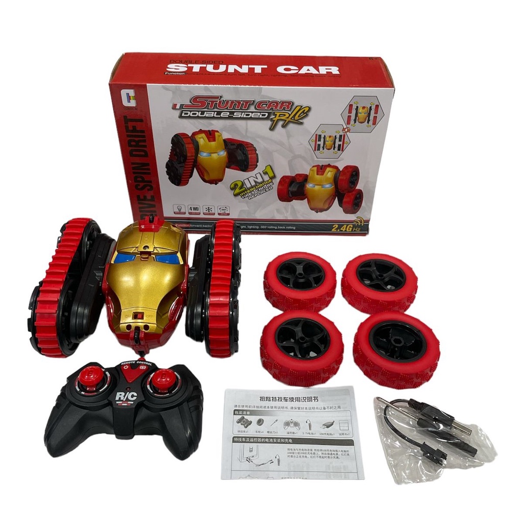 Mainan Anak RC STUNT CAR IRON MAN Remote Control Double Sided Stunt