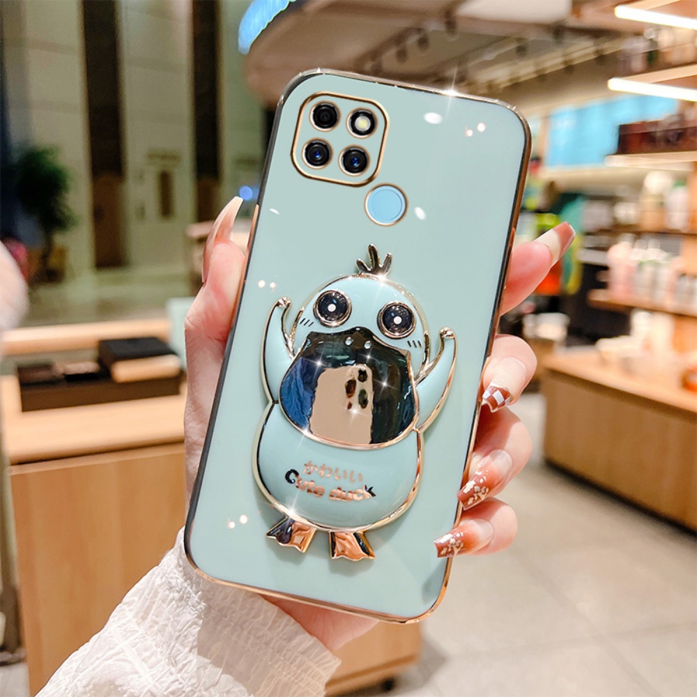 Soft Case hp Realme 9 4G Realme 9i Realme 7i C17 C31 C21 Realme 8 5G Realme 8 Pro Realme Narzo 50i 50A Kesing Karet Motif Bebek Dengan Stand Holder Casing Rixuan