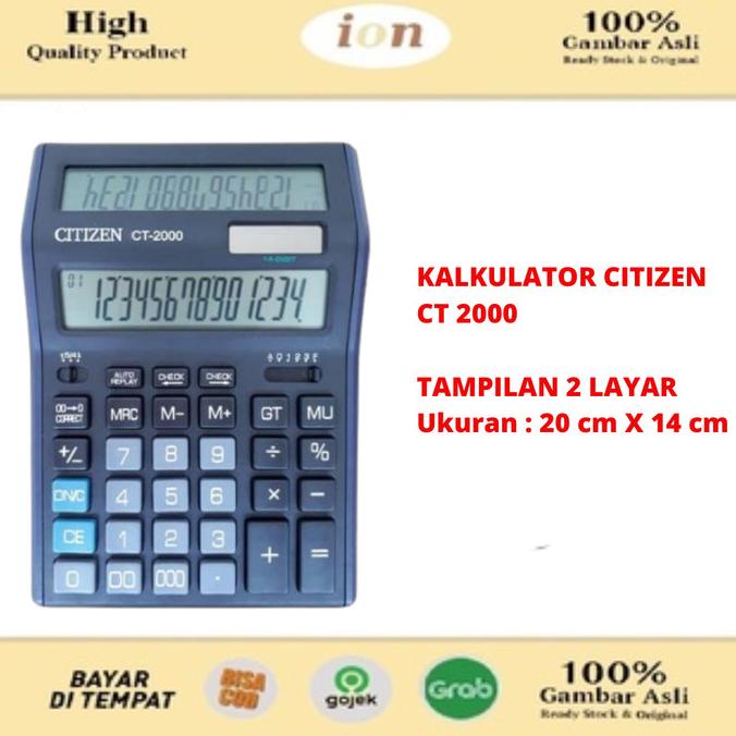 

KALKULATOR CITIZEN CT 2000 / CALCULATOR 14 DIGIT -KALKULATOR 2 LAYAR