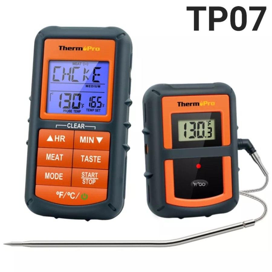 THERMOPRO TP07S 100m Wireless Thermometer & Remote f Meat BBQ w Timer