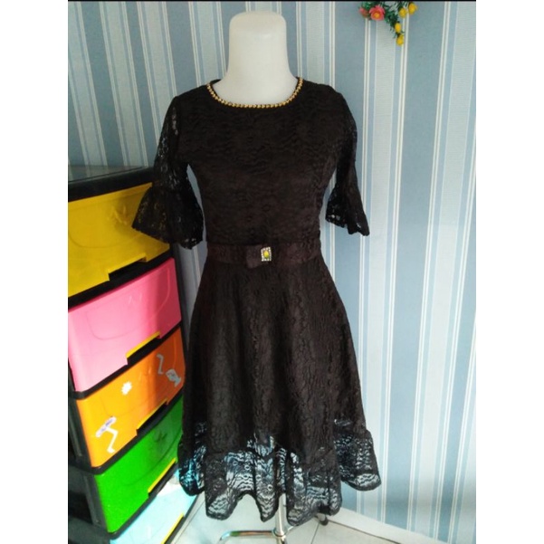 dress brokat anak / dress 9-10 tahun / baju brokat anak perempuan