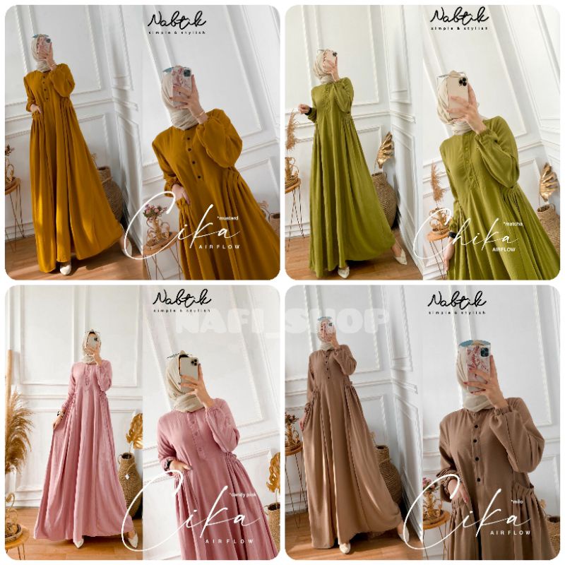 (Restok) CIKA CHIKA DRESS ORI NABTIK | Crinkle Airflow import