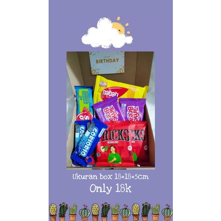 

Hamper box Snack/ Snack box kado ulang tahun/ giftbox Snack