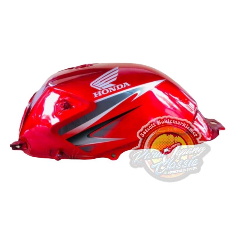 TANGKI HONDA TIGER NEW TIGER REVO + STRIPING MERAH CANDY