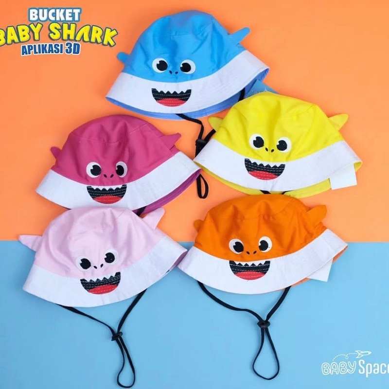 BUCKET HAT ANAK BABY SHARK MOTIF 3D USIA 2-6 TAHUN TOPI ANAK 2 3 4 5 6 TAHUN TOPI ANAK BABY SHARK BU
