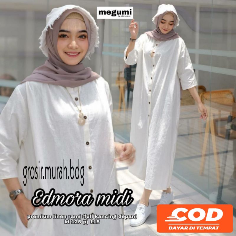 Midi Dress Polos Terbaru Baju Busui  Remaja Kekinian Terlaris pakaian Wanita Terbaru Tunik Terlaris Baju Santai Wanita Casual Pakaian Polos wanita full Kancing fashion ootd wanita