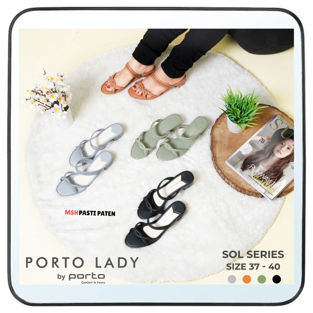 Sandal jelly wanita slop Sandal wedges tinggi wanita original porto lady