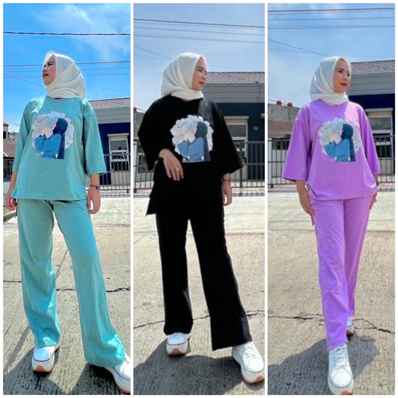 SETELAN VIRAL KAOS COMBED ORI KEKINIAN //  SETELAN KAOS WANITA TRENDY