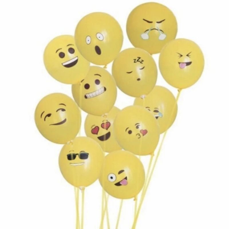 Image of Balon dengan Bahan Latex dan Gambar Emoji Smile Warna Kuning Dekorasi #2