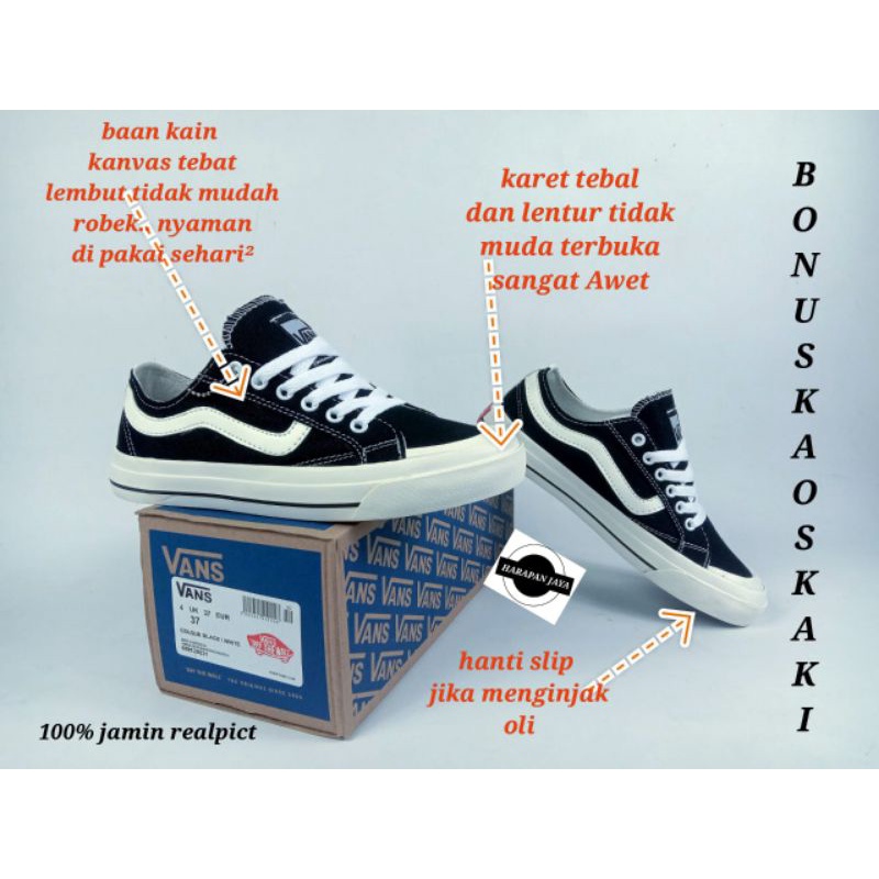 Sepatu Vans Low OldSkool Natural Original Premium - Vans Black White - Sneakers Vans Pendek Hitam Pu