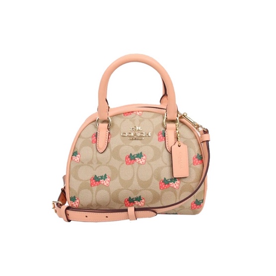 Coach Sydney Satchel In Signature Canvas With Strawberry Print (CB592)