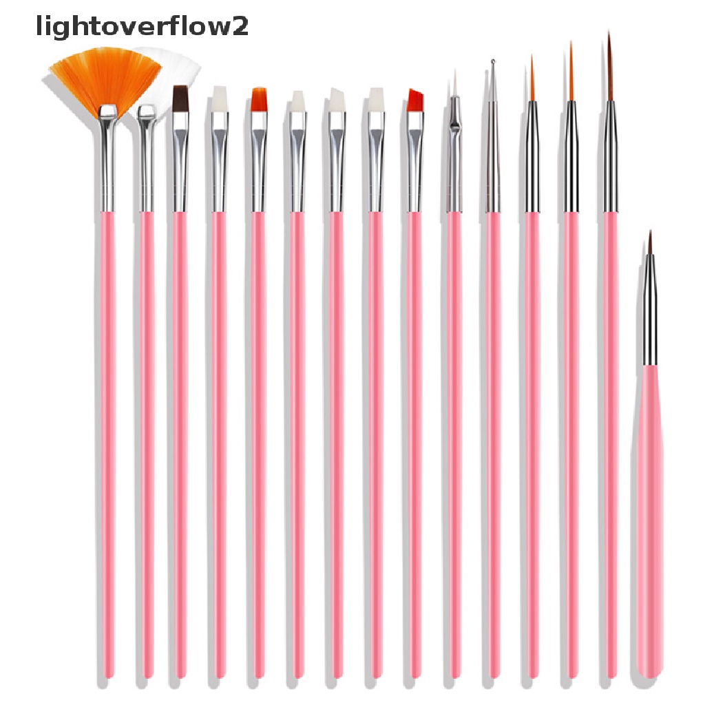 (lightoverflow2) 15 Pcs / Set Kuas Kutek Gel Untuk Manicure / Nail Art