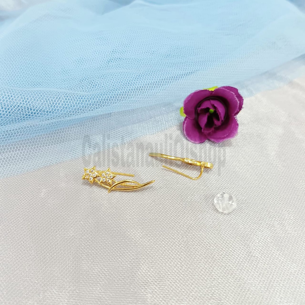 ANTING JALAR BERRAMBAT WANITA FASHION PERHIASAN EMAS KOREA ANTI KARAT DAN ANTI LUNTUR