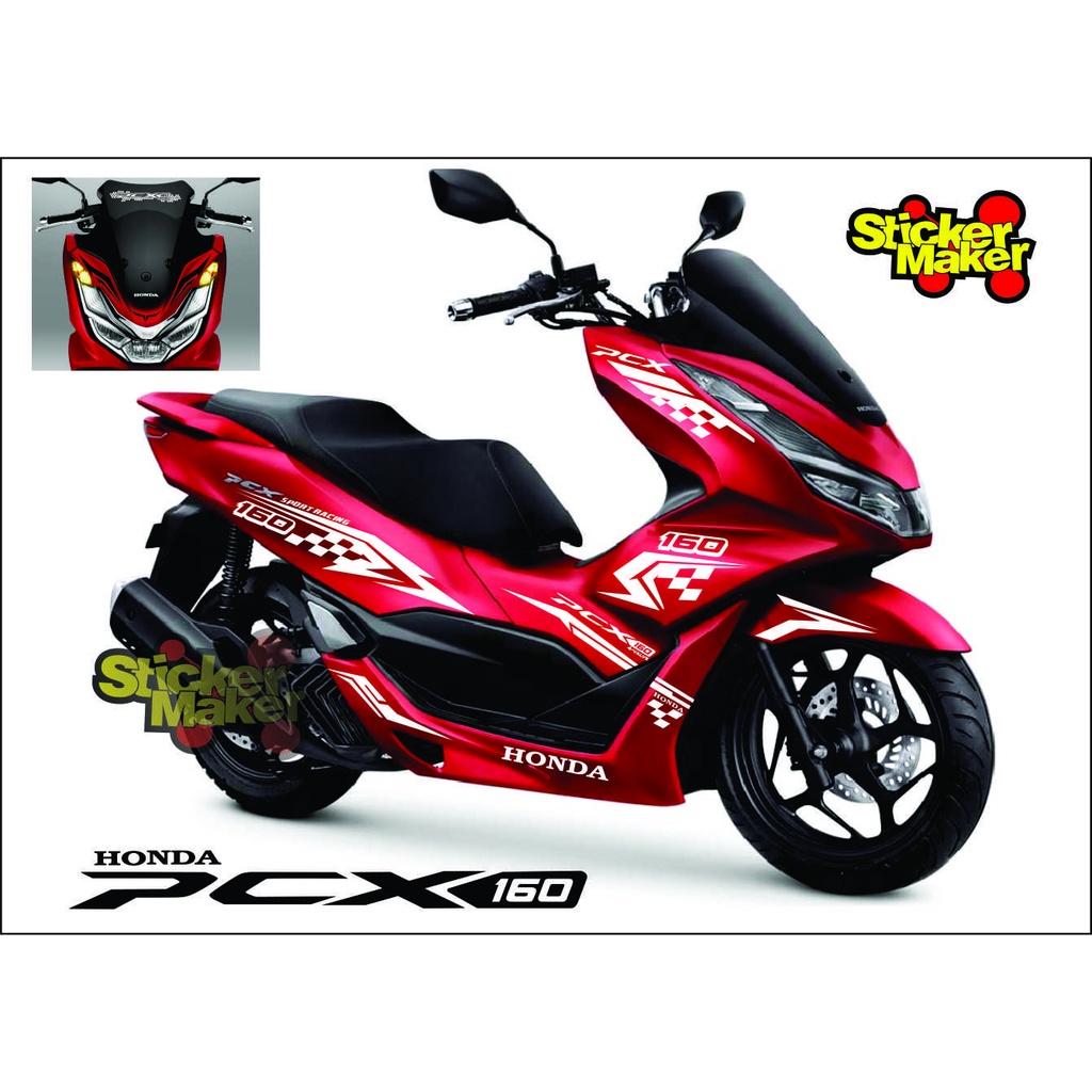 (COD) stiker pcx 160cc sticker cutting body honda pcx 160 merah new #MC01