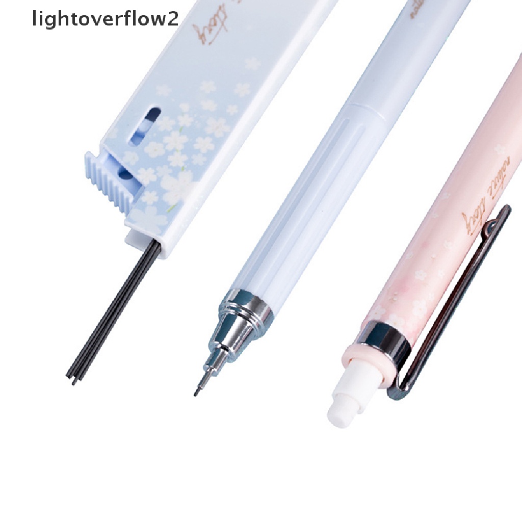 (lightoverflow2) 6pcs / set Pensil Mekanik 0.5mm Motif Bunga Sakura Dengan Isi Ulang