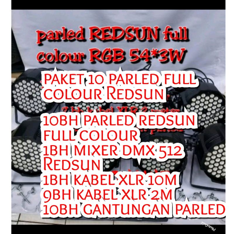 PAKET 10 PARLED FULL COLOUR REDSUN PLUS MIXER DISCO 240SIAP PAKAI