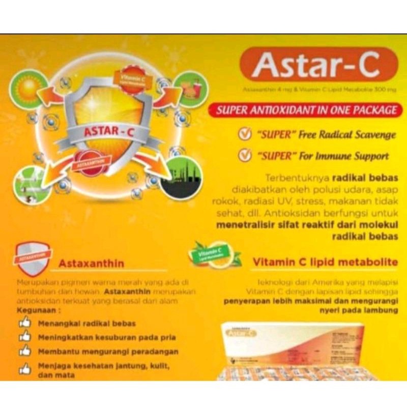 ASTAR-C AstaXanthin 4 mg dan Vitamin C Program Hamil Promil Kecantikan 8-2023