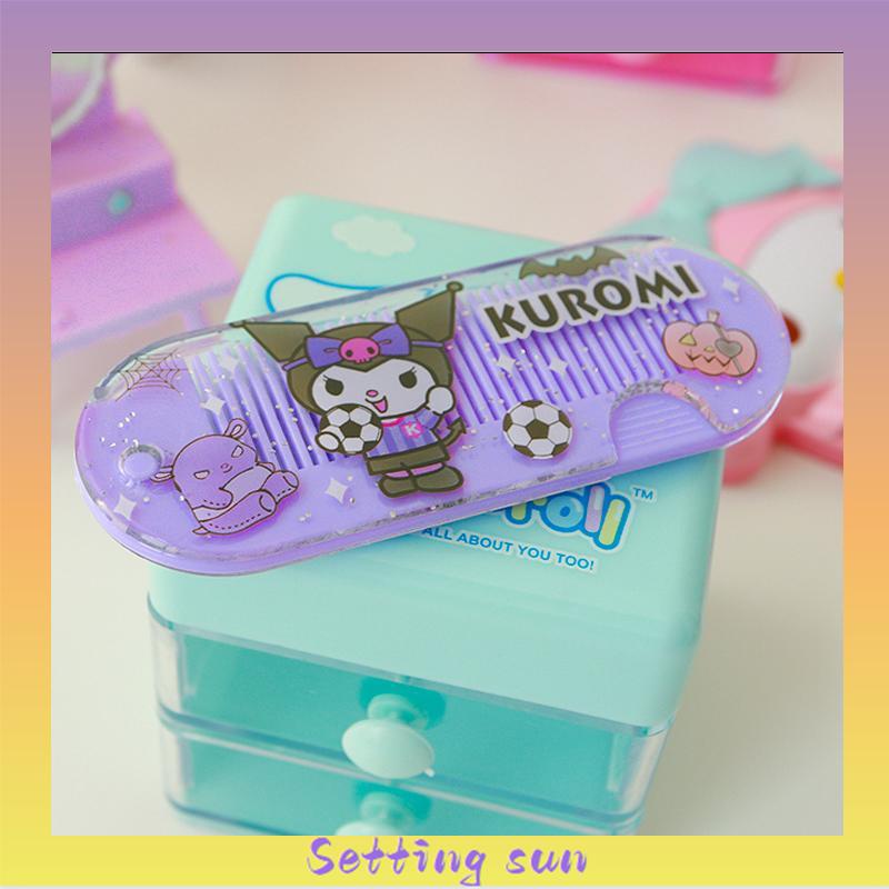Sisir Kecil Plastik  Kartun Lucu Lipat Portabel Sisir Poni  Kuromi Melody Cinnamoroll Kitty TN