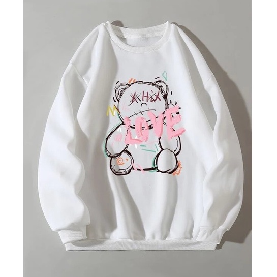 ZASKIYA - BEAR LOVE SWEATER OVERSIZE CREWNECK OBLONG WANITA