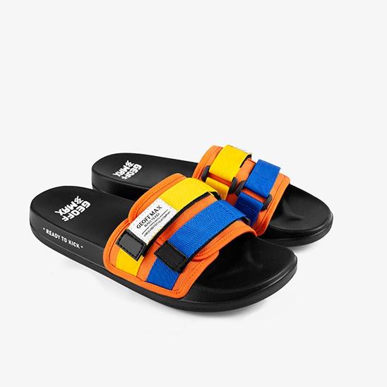Terbaru Geoff Max Official - Freddo Black Orange | Slippers | Sandal Pria