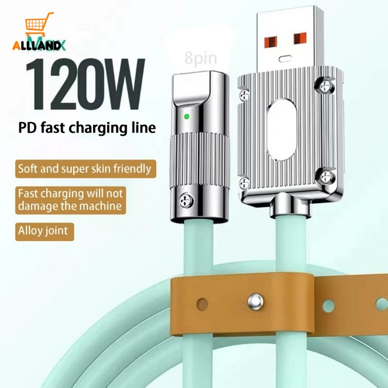 Kabel Data / Charger USB Tipe C Fast Charging 120W 6A Bahan Silikon Lembut Tahan Lama Untuk Android