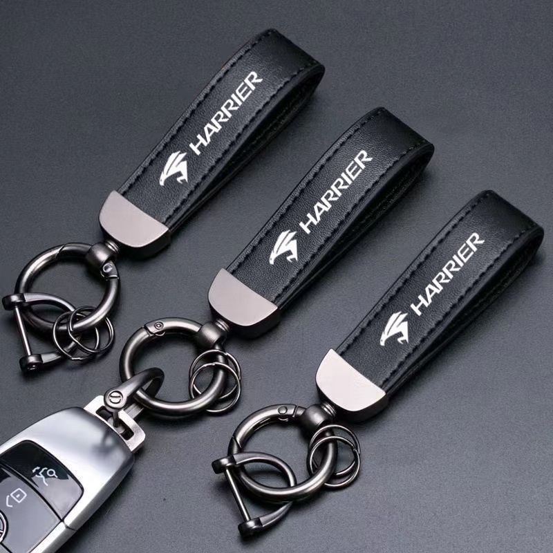 Metal Car Keychain Genuine Leather Key Chain Key Ring for Toyota Harrier XU60 XU80 2022 Car Accessories