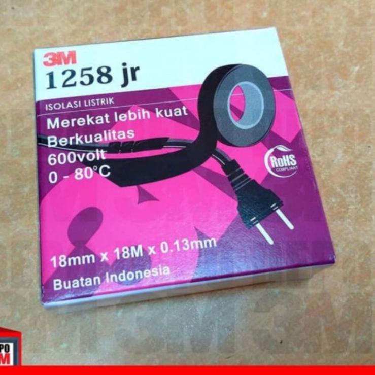 

ま 3M ISOLASI LISTRIK 1258 JR ORIGINAL1258jr HITAM TAPE KABEL ASLI ORI ❅