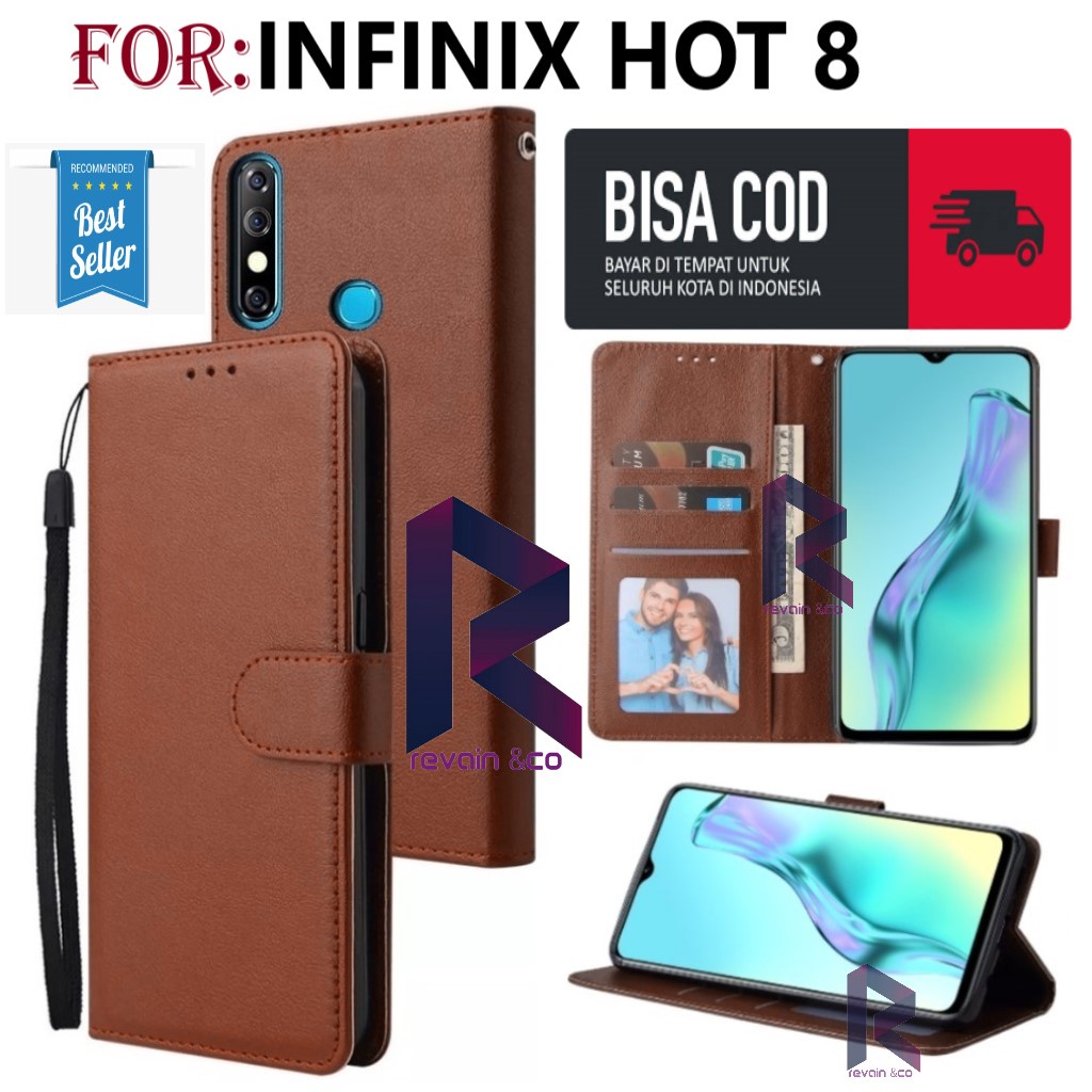 CASE INFINIX HOT 8 FLIP WALLET LEATHER KULIT PREMIUM FLIP COVER SARUNG BUKA TUTUP FLIP CASE INFINIX HOT 8