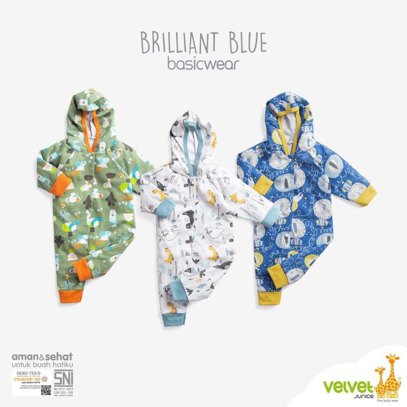 3 PCS Velvet Junior MOTIF TERBARU Baju Kodok panjang baby jumper NEWBORN /0-3 bulan sleep suit bayi