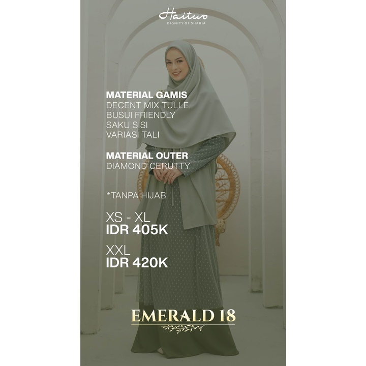 Haitwo Dress Emerald 18 Bahan Decant mix Tulle Gamis Kondangan Elegant Simpel by haitwo bisa COD