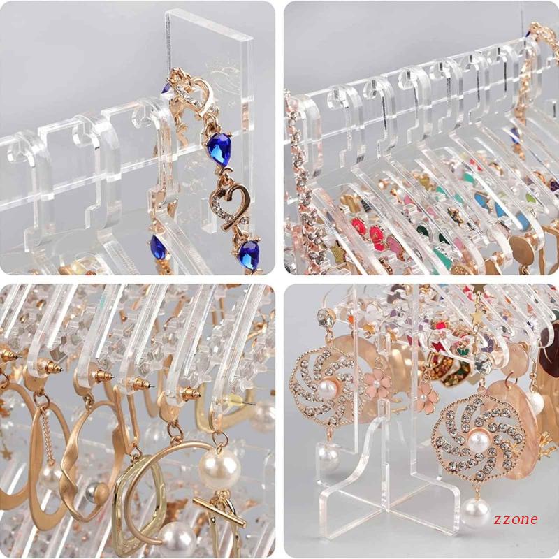 Zzz Stand Display Anting / Kalung Dua Lapis Bahan Akrilik Transparan