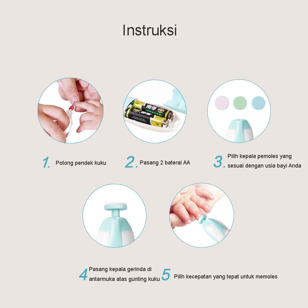 Baby NAIL TRIMMER Satu Set Alat Pemotong Kuku Bayi / Gunting Kuku Alat Elektrik