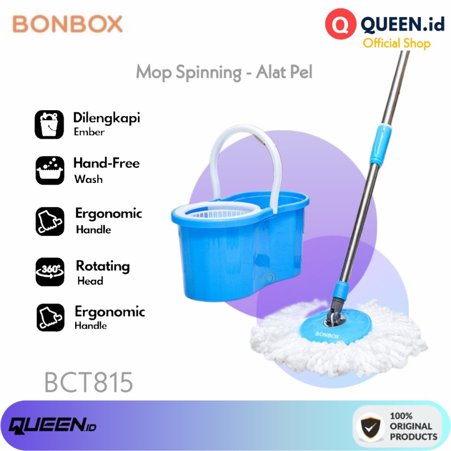 Jual Bonbox Bct Spinning Mop Cleaning Tools Tongkat Alat Kain Pel Lantai Ember Shopee Indonesia