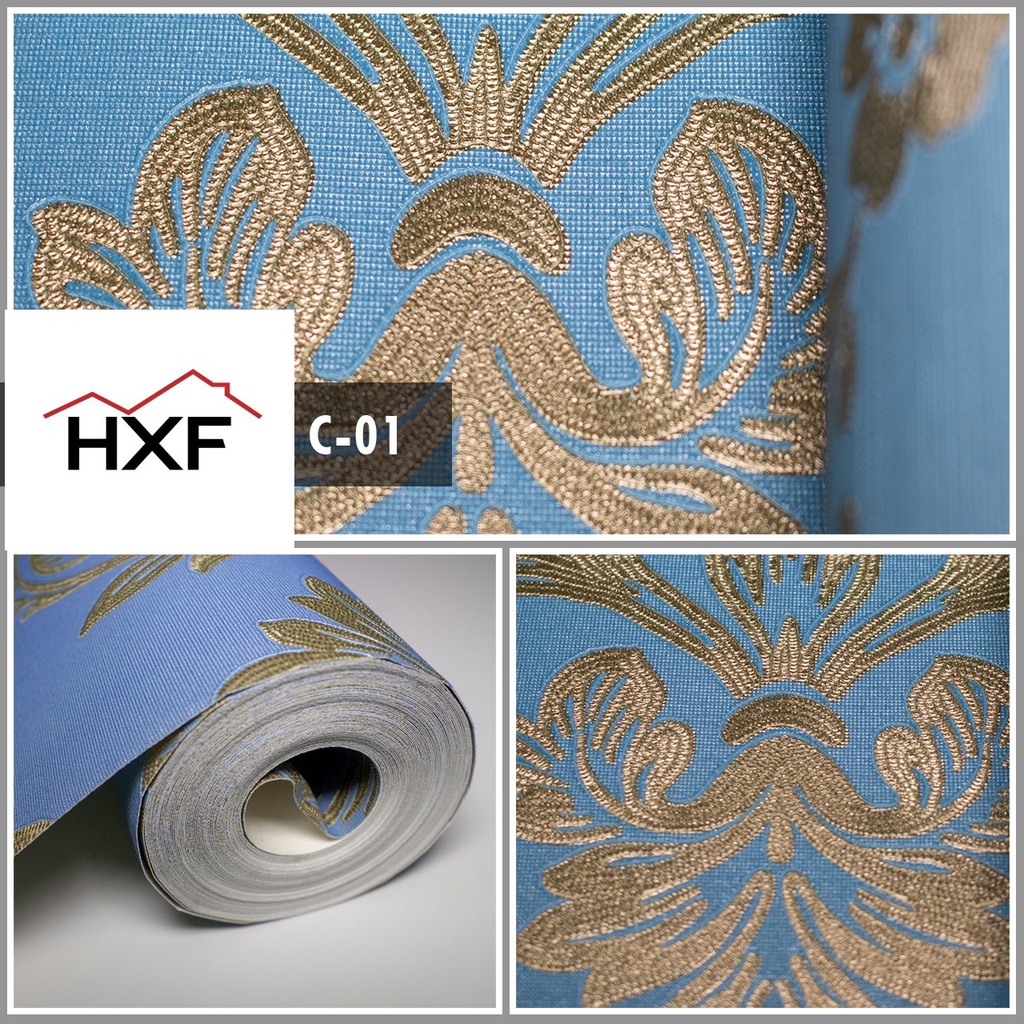 WALLPAPER DINDING VINYL BATIK DAUN BUNGA