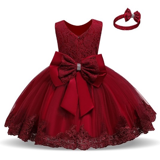 DRESS PESTA ANAK PEREMPUAN IMPORT / BAJU PESTA ANAK TUTU SATIN IMPORT + BANDO