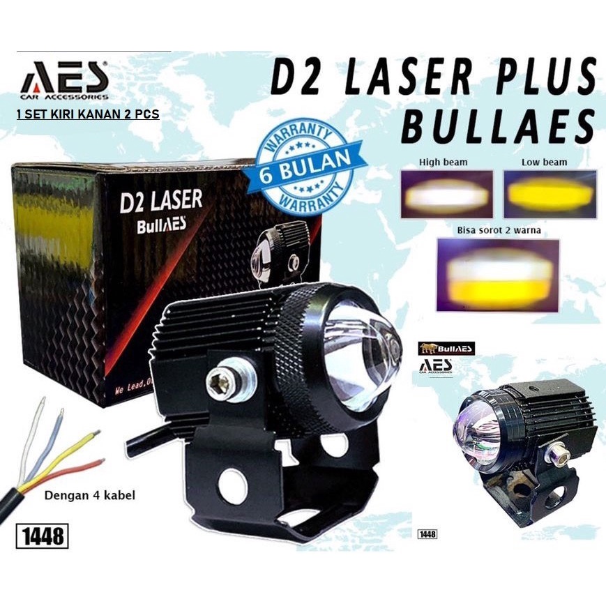 LAMPU TEMBAK LASER D2 PLUS HI LOO 15 WATT LASER OUTPUT BULLAES | BISA UNTUK MOBIL ATAU MOTOR