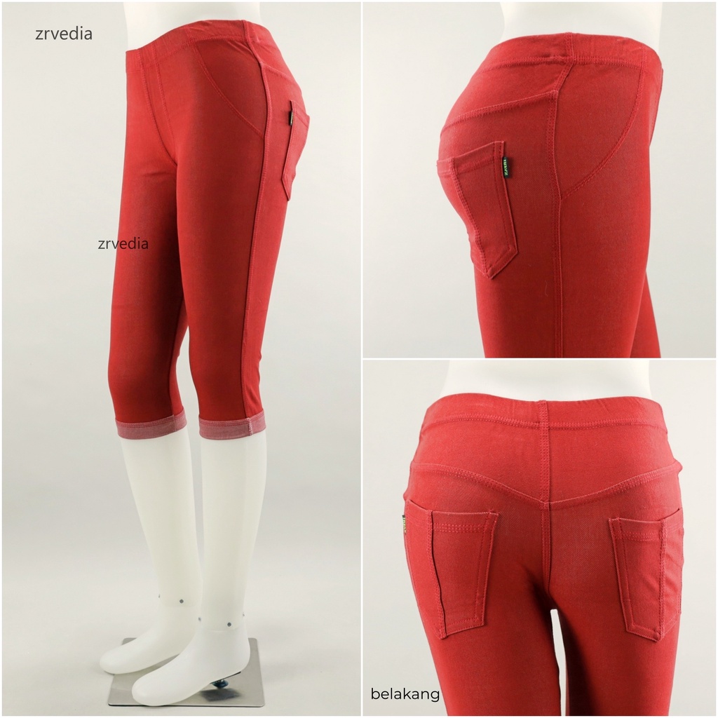 Jegging Laudya JUMBO fit to XXL / PREMIUM Panjang 3/4 Polos Tebal Pendek Import Denim Semi Jeans