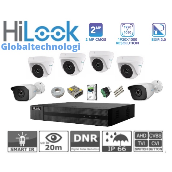 PAKET CCTV HILOOK 2MP 8 CHANNEL 6 KAMERA