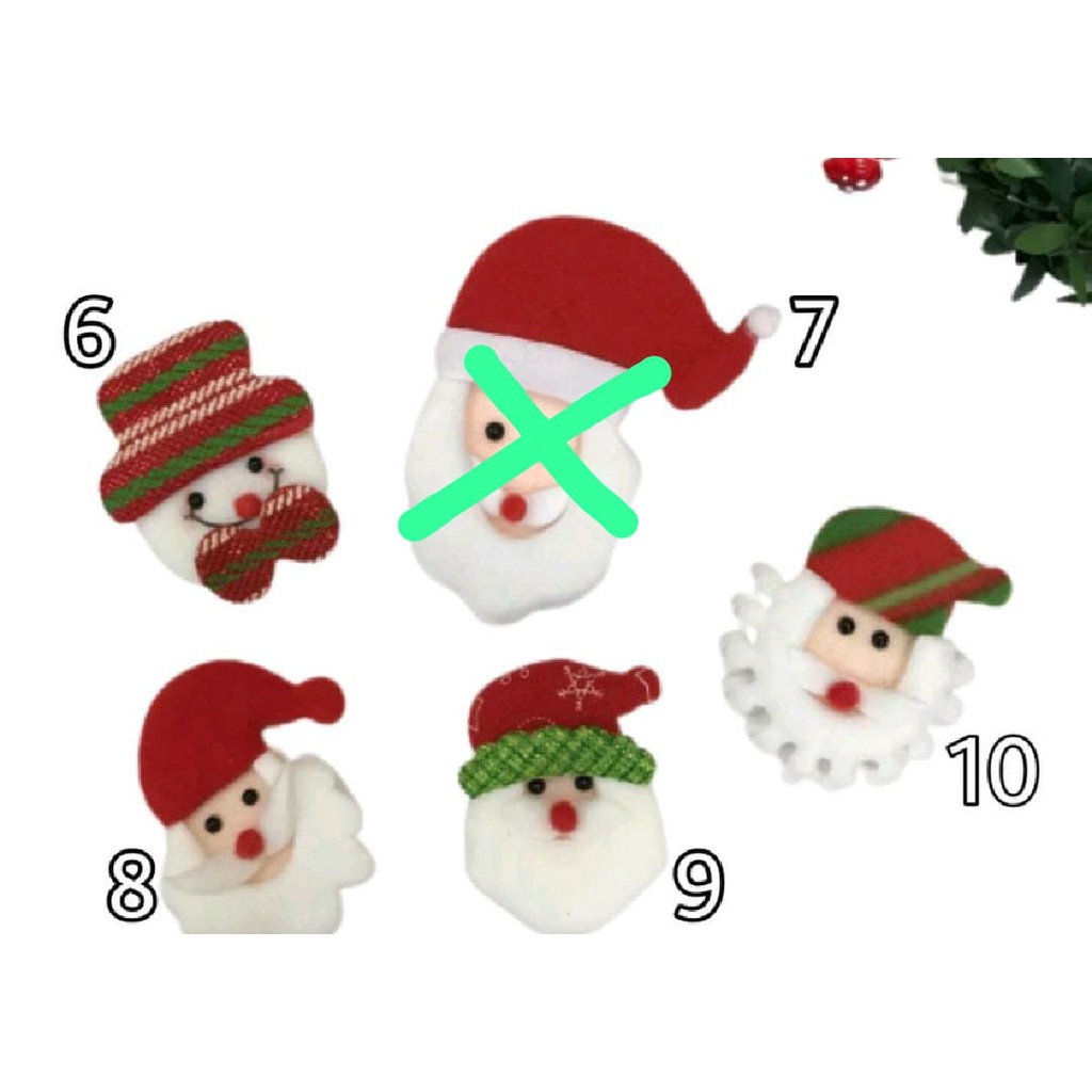 1 BUAH - APLIKASI NATAL | KEPALA SANTA | KEPALA RUSA BAHAN BONEKA | HIASAN NATAL