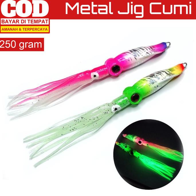 Metal Jig Cumi 250G Full Gid Fosfor Pancing Malam Mata Belo Killer